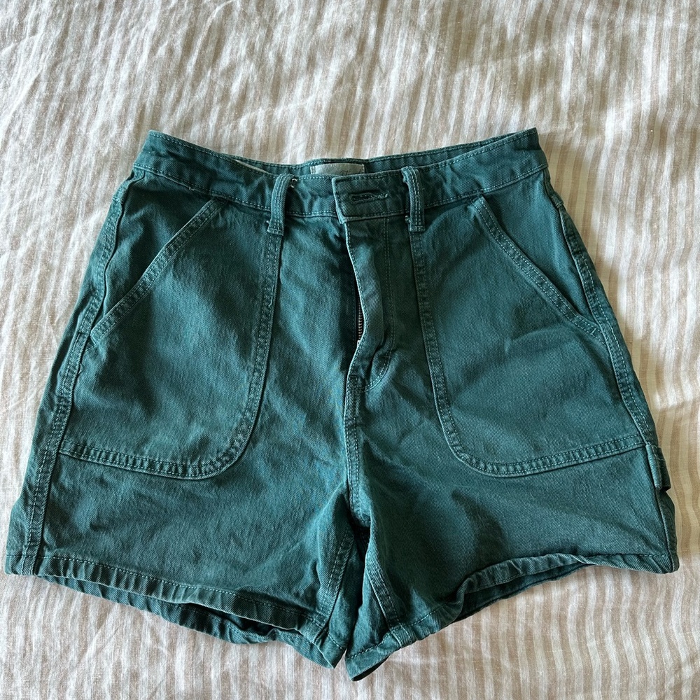 Green Denim Shorts